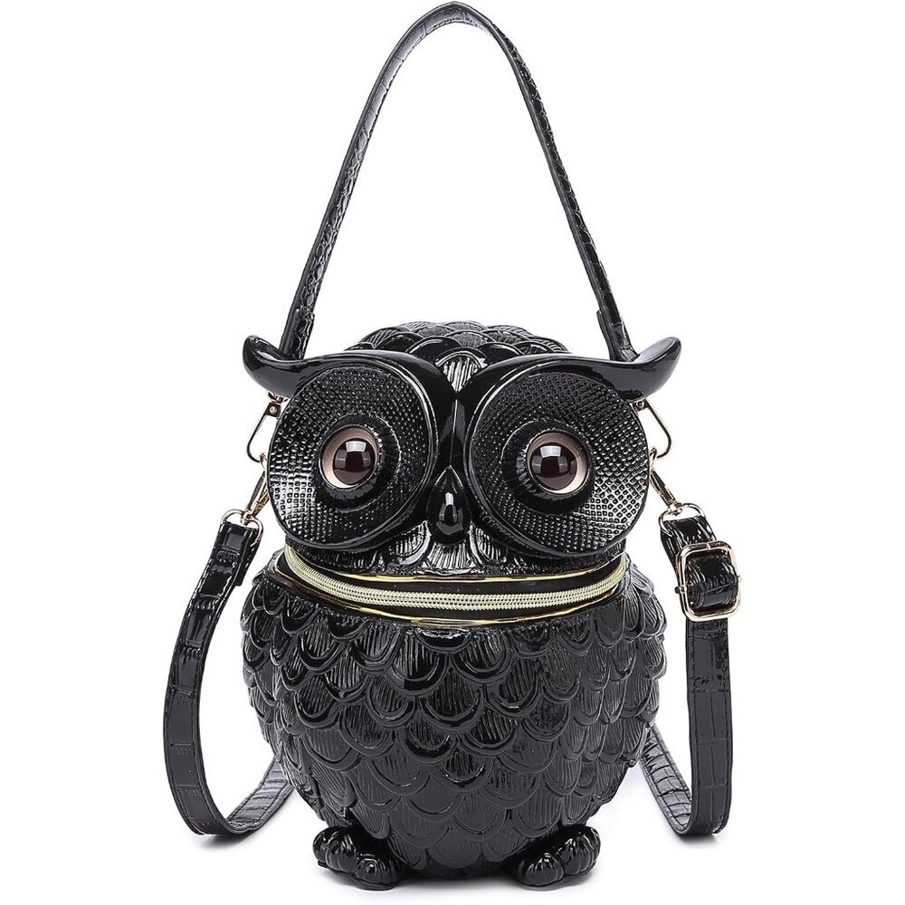 Pvc Owl Shape Crossbody Bag Women Men Small Travel Purse With Detachable Strap